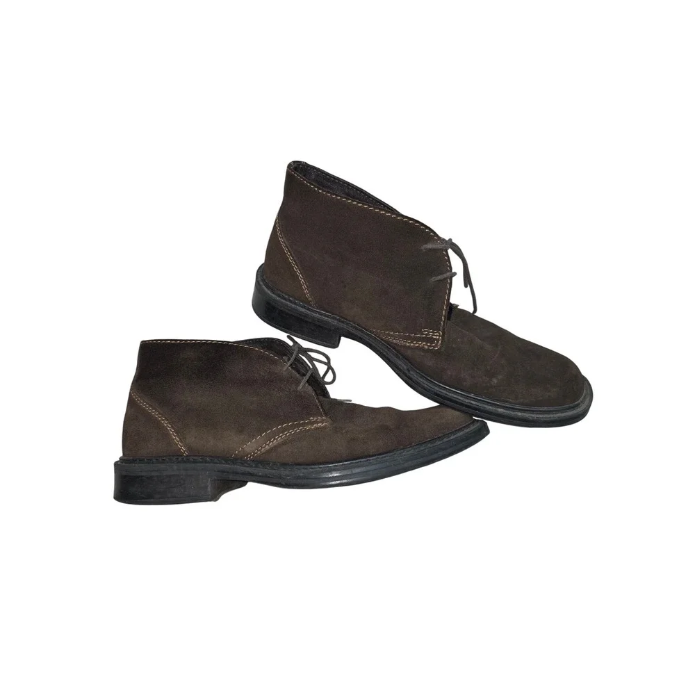 Natha Studio Mens Brown Suede Chukka Boots 520054 Square Toe Lace Up Size 9.5